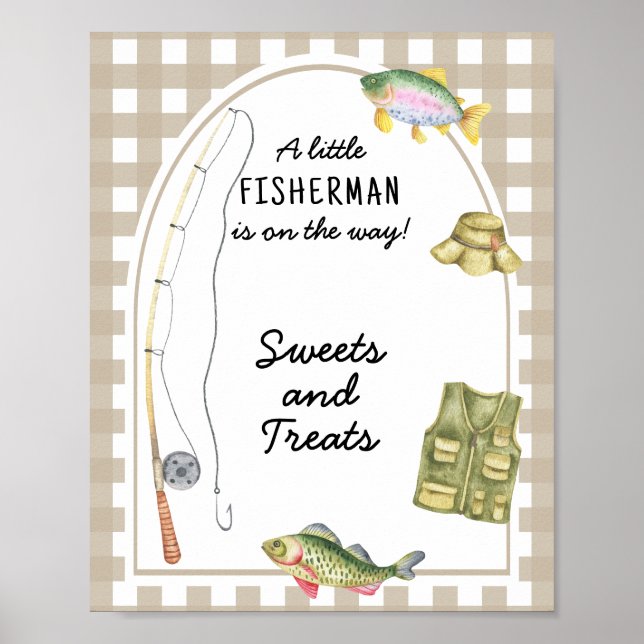 Fisherman - sweets and treats baby shower poster (Front)