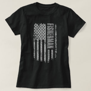 Fisherman USA Flag Distressed design T-Shirt