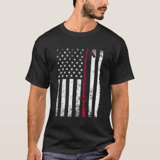Fisherman Vintage American Flag Fishing Rod Patrio T-Shirt