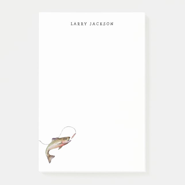 Fisherman watercolor trout Personalized  Post-it Notes (Front)