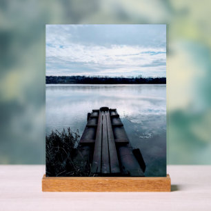 Fisherman's bridge of the Dnieper river with reeds Acrylic Sign