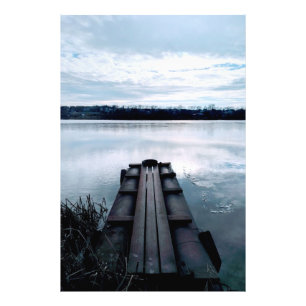 Fisherman's bridge of the Dnieper river with reeds Photo Print