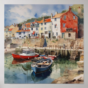 Fishermans Cottage By The Harbour Poster