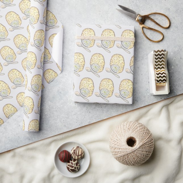 Fisherman's Fish Pie UK British Pub Food Cuisine Wrapping Paper (Crafts)