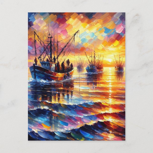 Fishermans retrieve at sunrise . postcard (Front)