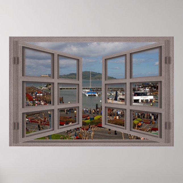 Fishermans Wharf 6 Pane Open Window Poster (Front)