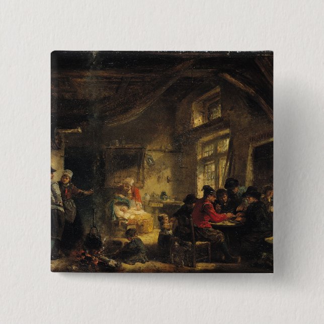 Fishermen from the Island of Marken 2 Inch Square Button (Front)