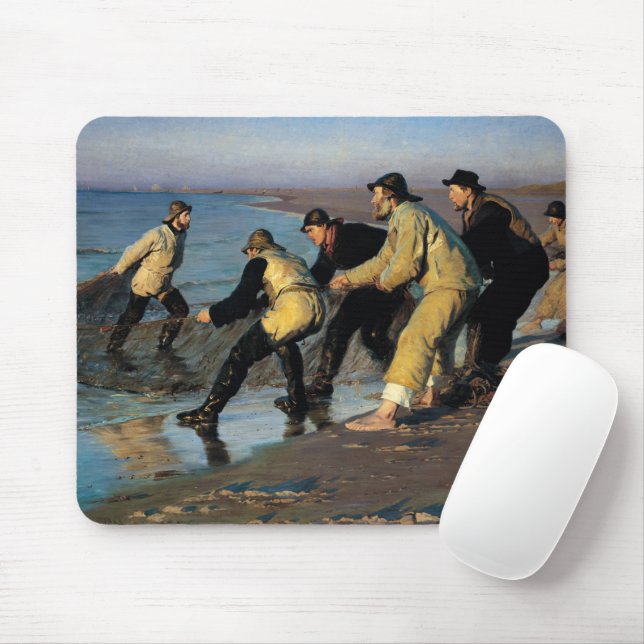 Fishermen Hauling a Net at the Skagen North Beach Mouse Pad (With Mouse)