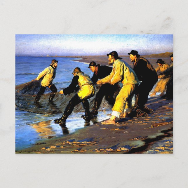 Fishermen Hauling the Net on Skagen's North Beach Postcard (Front)