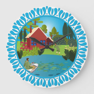 Fishermen Large Clock