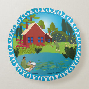 Fishermen Round Pillow