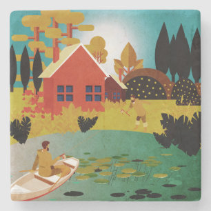Fishermen stone coaster