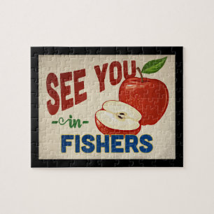 Fishers Indiana Apple - Vintage Travel Jigsaw Puzzle