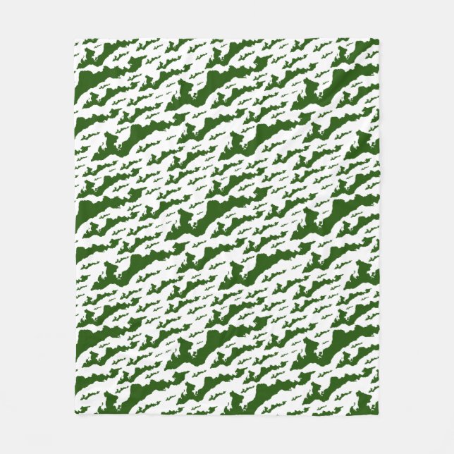 Fishers Island Fleece Blanket – Green/White  (Front)