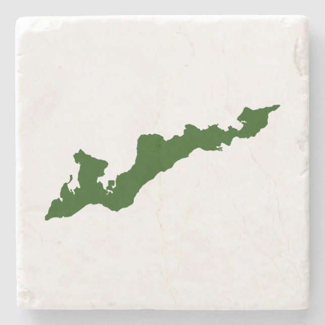 Fishers Island Logo Coaster - Green (Front)