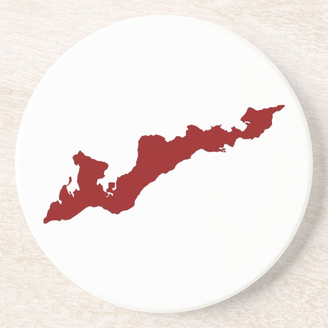 Fishers Island Logo Coaster - Red (Front)