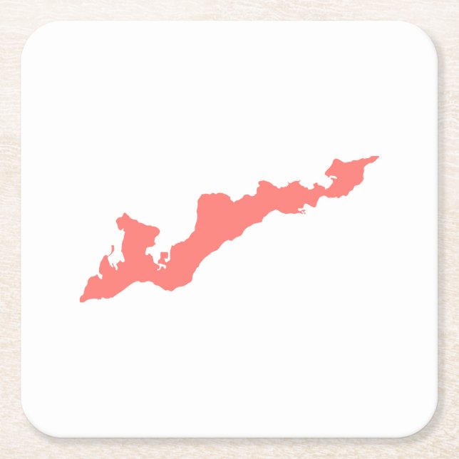 Fishers Island Logo Paper Coasters - Coral Pink (Front)