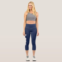 Fishers Island Yoga Capri Leggings – White/Blue