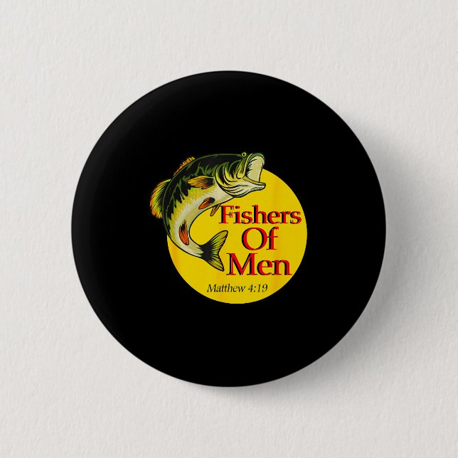 Fishers Of Men Christian Matthew 4-19 Bible Fishin 2 Inch Round Button (Front)