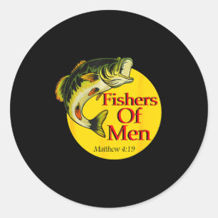 Fishers Of Men Christian Matthew 4-19 Bible Fishin Classic Round Sticker