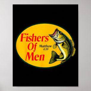 Fishers Of Men Matthew 4_19 Christian Fishing Bibl Poster
