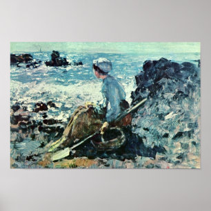 Fisherwoman From Granville By Grigorescu Nicolae Poster