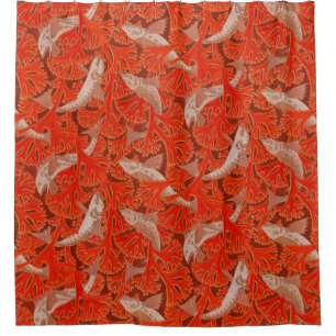 FISHES AND RED ALGAES Art Nouveau Animal Pattern