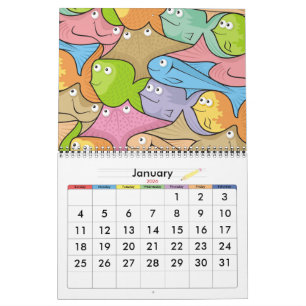 Fishes cartoon calendar