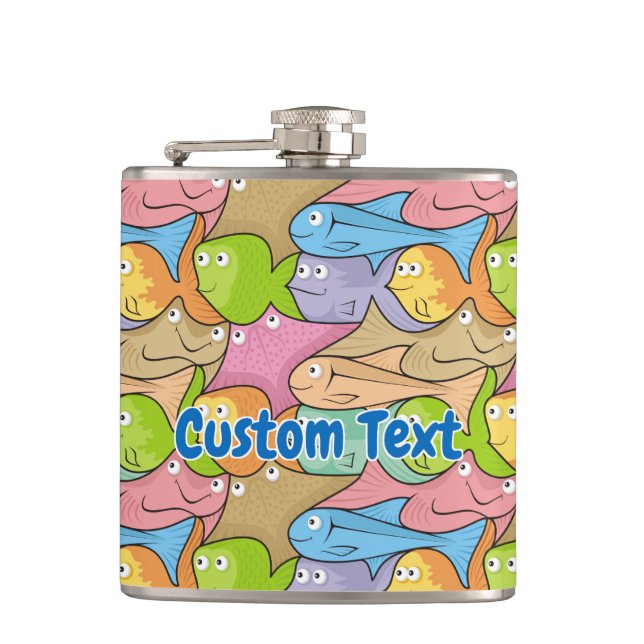 Fishes cartoon hip flask (Front)