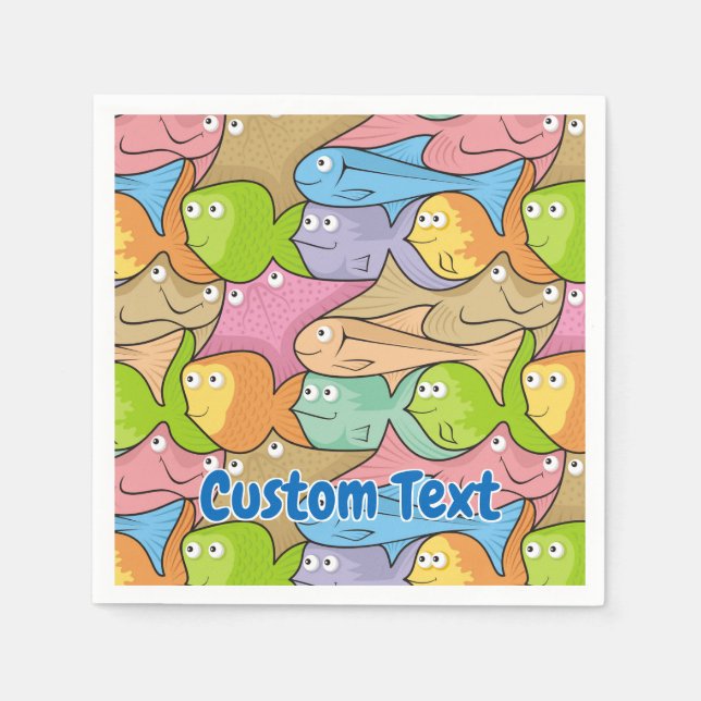 Fishes cartoon paper napkins (Front)