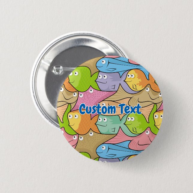 Fishes cartoon pinback button (Front & Back)