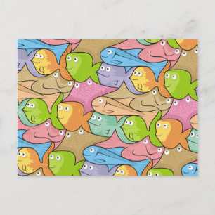Fishes cartoon postcard