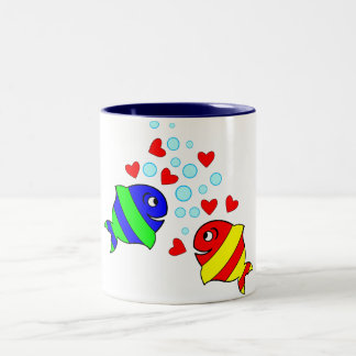 Fishes in Love Two-Tone Coffee Mug