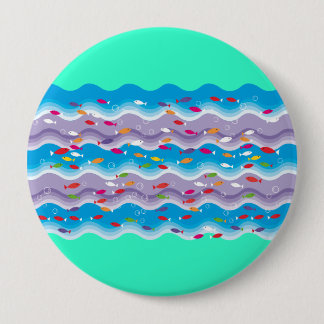 fishes in the sea 4 inch round button