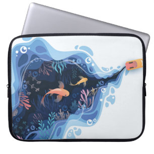 Fishes layered shape Laptop Sleeve