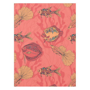 Fishes on living coral background tablecloth