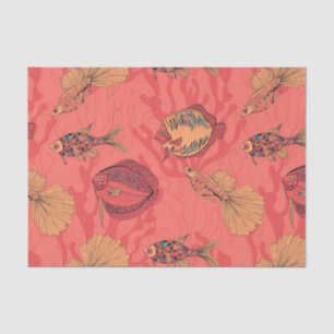 Fishes on living coral background tissue paper
