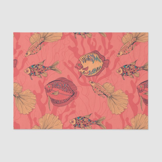 Fishes on living coral background tissue paper (Front)
