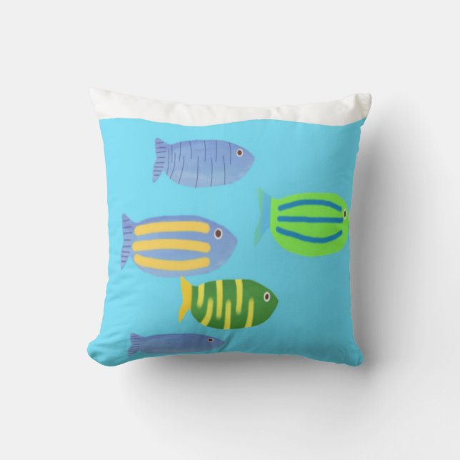 fishes painting throw pillow (Front)