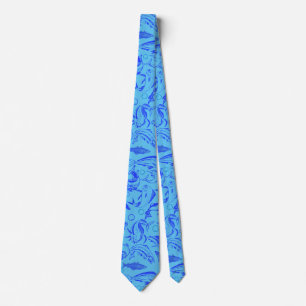 Fishes pattern blue 10.b Lblue BG Tie