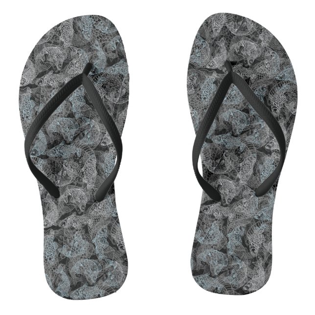 Fishes pattern, dual colours b. Black BG Flip Flops (Footbed)