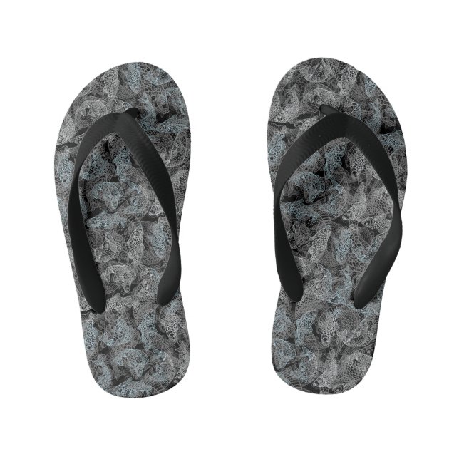 Fishes pattern, dual colours b. Black BG Kid's Flip Flops (Footbed)