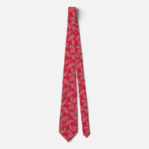 Fishes pattern Work 01.b Red BG Tie