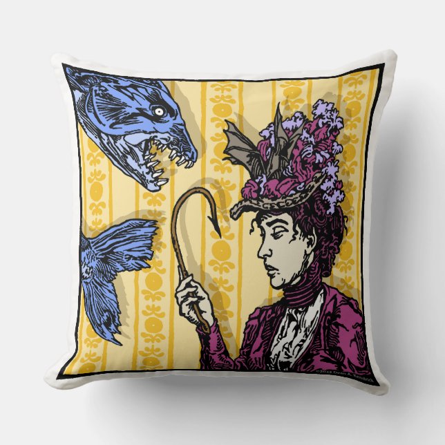Fishhook - Pop Goth Nightmare Surreal Art Square Throw Pillow (Front)