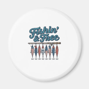 Fishin’ & Free Patriotic Fishing Lure Vintage Magnet