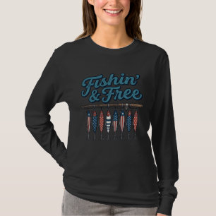 Fishin’ & Free Patriotic Fishing Lure Vintage T-Shirt