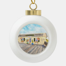 Fishin' Pier Grille Ceramic Ball Ornament