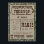 Fishing 16th Birthday Invitation with Camo<br><div class="desc">Fishing 16th Birthday Invitation with Camo background.  Throwing a birthday party for a fisherman?  These are the perfect invites!  Feature fish and Fishing rod and hooks.</div>