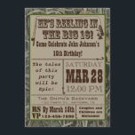 Fishing 16th Birthday Invitation with Camo<br><div class="desc">Fishing 16th Birthday Invitation with Camo background.  Throwing a birthday party for a fisherman?  These are the perfect invites!  Feature fish and Fishing rod and hooks.</div>