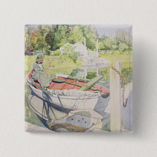 Fishing, 1909 2 inch square button